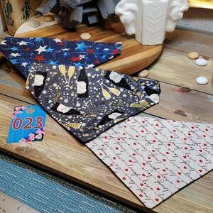 #23 Champagne New Years, Stars & Stripes, Live Love Laugh Dog Bandanas Medium 9"